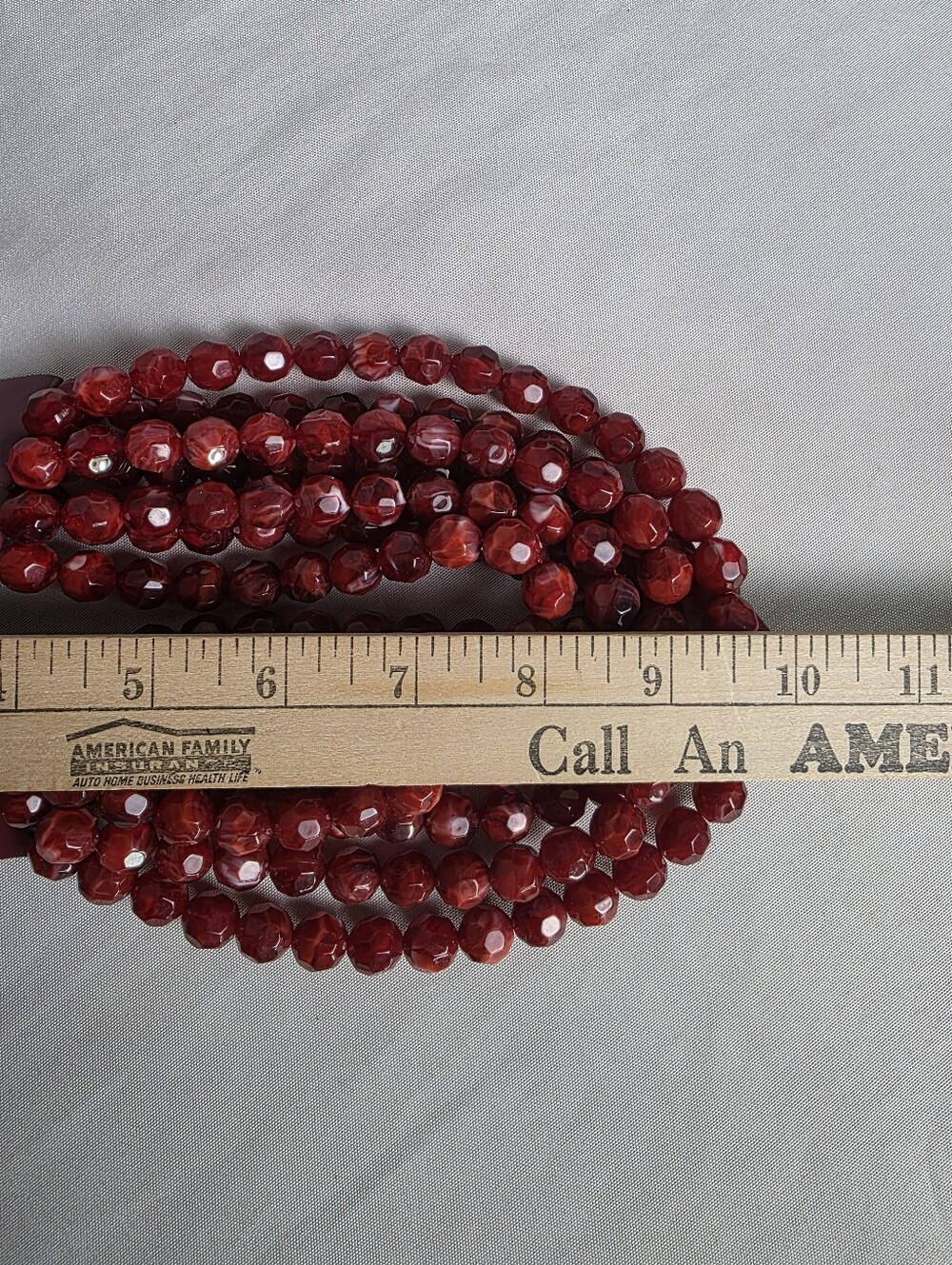Burgundy 7 Strand Faceted Bead Statement Necklace Magnetic Closure - Picture 7 of 7